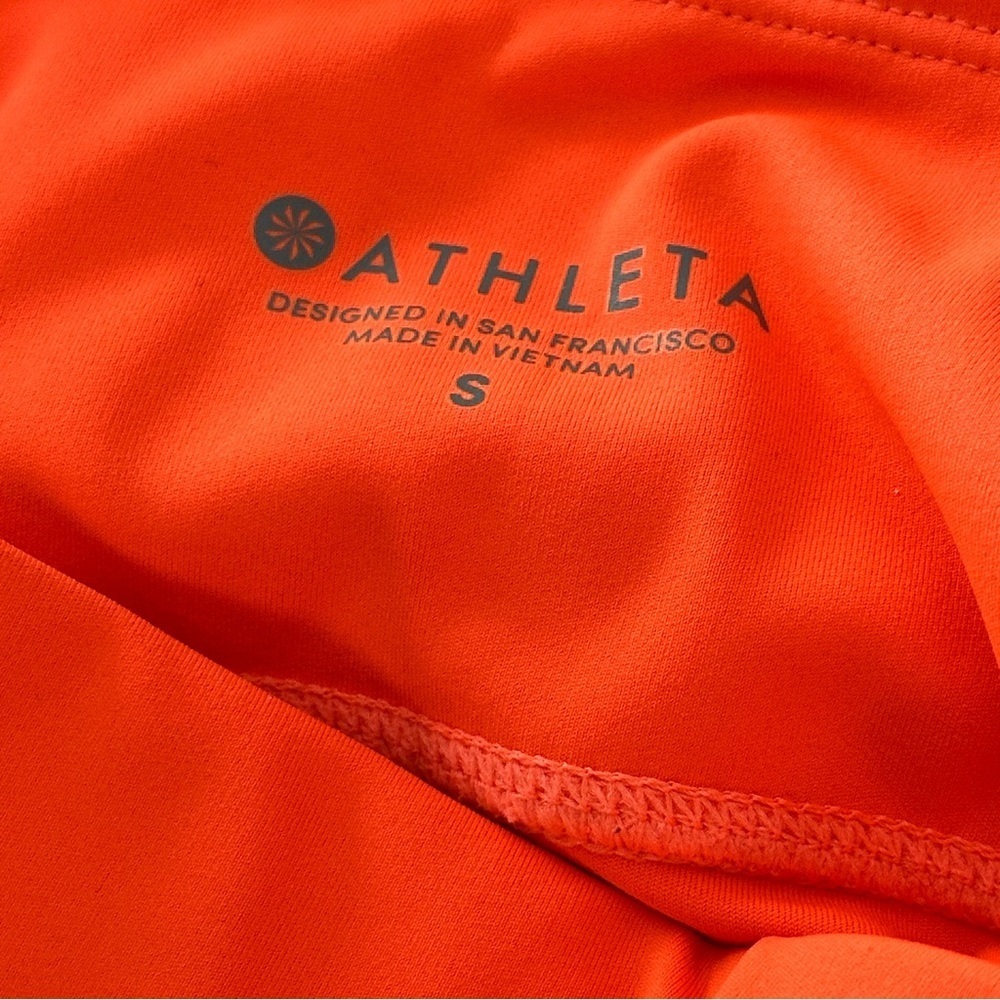 Athleta Laser-Cut High Rise Run Tight in Neon Coral | Compression Leggings Small - Picture 13 of 15